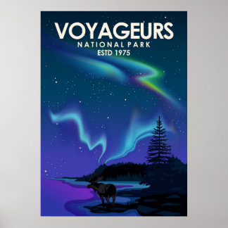 Voyageurs Nationalpark Vintag Minimaler Travel Poster