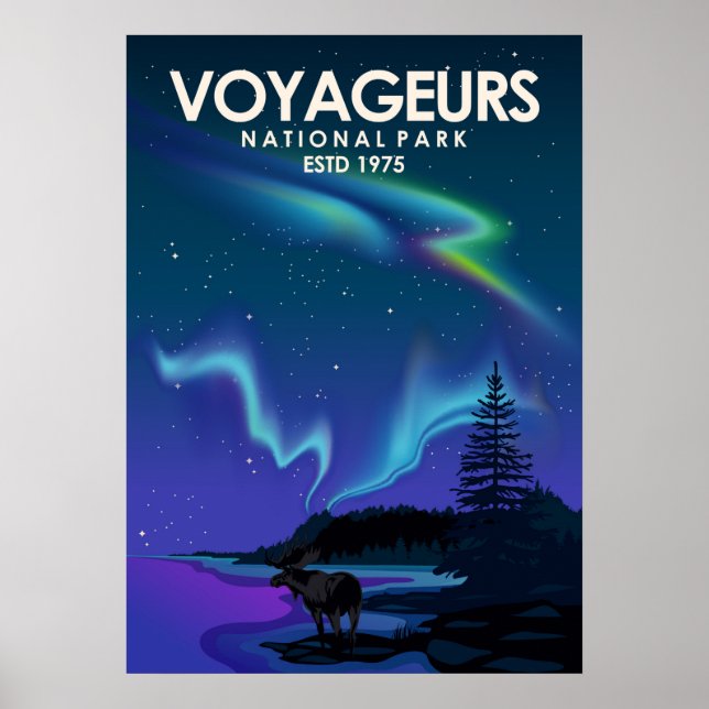 Voyageurs Nationalpark Vintag Minimaler Travel Poster (Vorne)
