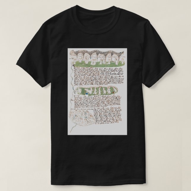 Voynich Manuskript Badefrauen Illustrationen T-Shirt (Design vorne)