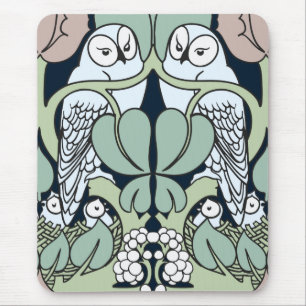 Voysey Art Nouveau Eulen-Nest-Muster-Mauspad Mousepad