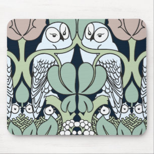 Voysey Art Nouveau Owl Nest Muster Mouse Pad Mousepad