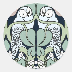 Voysey Art Nouveau Owl Nest Muster Stickers
