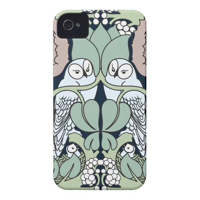 Voysey Kunst Nouveau Eulen nisten Muster iPhone 4 Case-Mate iPhone Hülle (Rückseite)