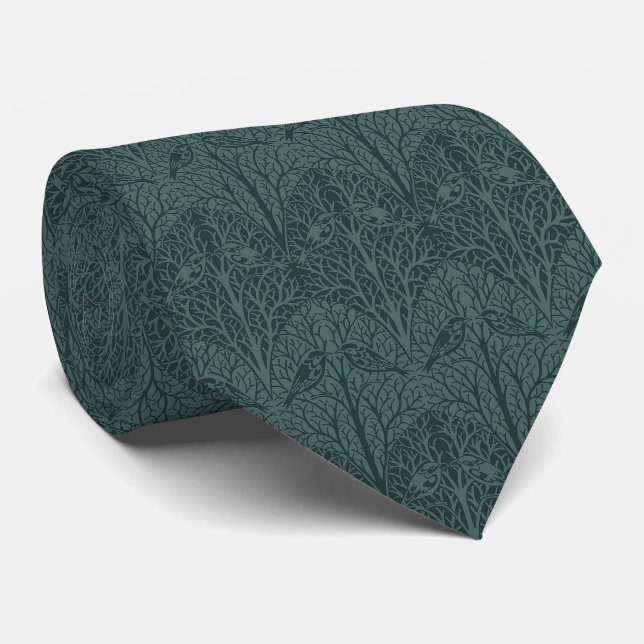 Voysey's Birds in Trees Schlips Krawatte (Gerollt)
