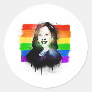 VP Kamala Harris LGBTQ Flag Graffiti Runder Aufkleber