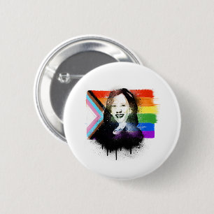 VP Kamala Harris LGBTQ Progress Prix Graffiti Button