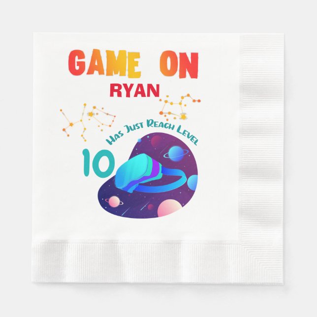 VR Birthday Boy Gamer Party Group Matching  Serviette (Vorderseite)