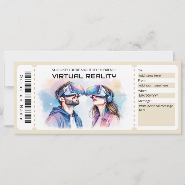 VR-Erlebnisticket-Geschenkgutschein Einladung (Vorderseite)