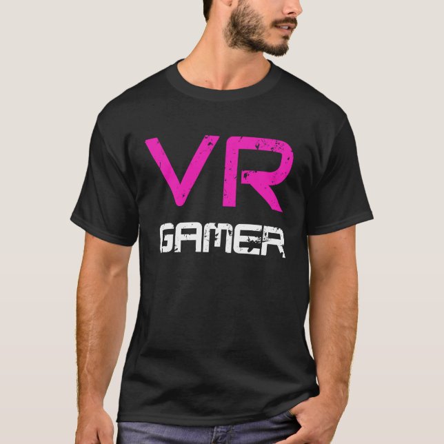 VR GAMER für Virtual Reality-Fans rosa T-Shirt (Vorderseite)