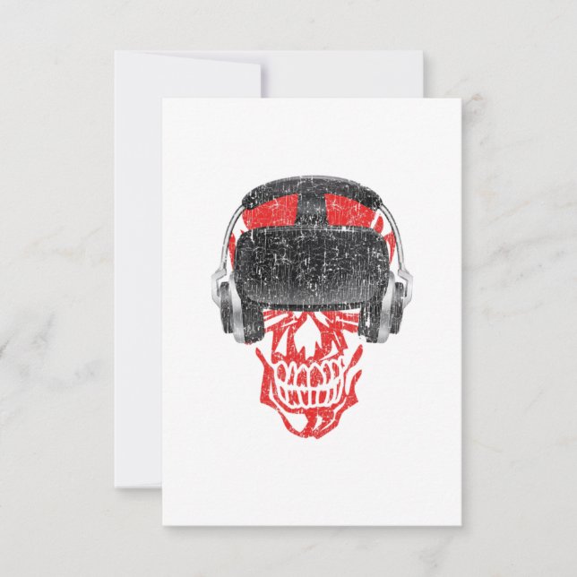Vr Gamer Headset Video Game Skull - Virtuelle Real Einladung (Vorderseite)