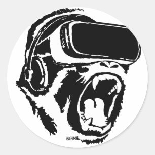 VR Gorilla Runder Aufkleber
