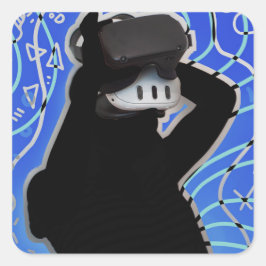 VR Headset Gaming Time Dynamischer Hintergrund Quadratischer Aufkleber