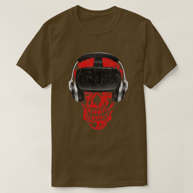 VR Headset Video Game Skull - Virtual Reality Meta T-Shirt (Design vorne)