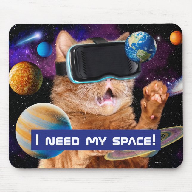 VR Katze im Weltraum Mousepad (Vorne)