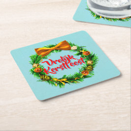 Vrolijk Kerstfeest Niederländisch Frohe Weihnachte Rechteckiger Pappuntersetzer