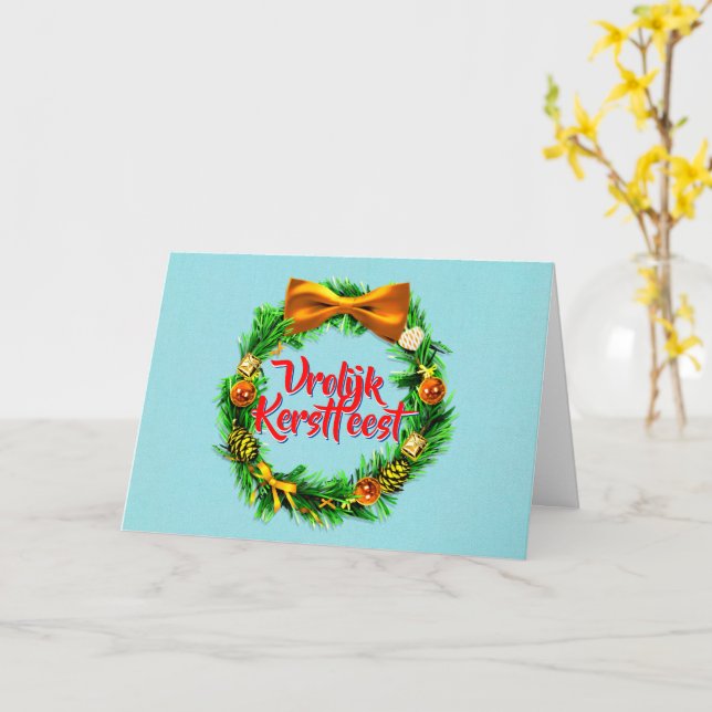 Vrolijk Kerstfeest Niederländisch frohe Weihnachts Karte (Gelbe Blume)