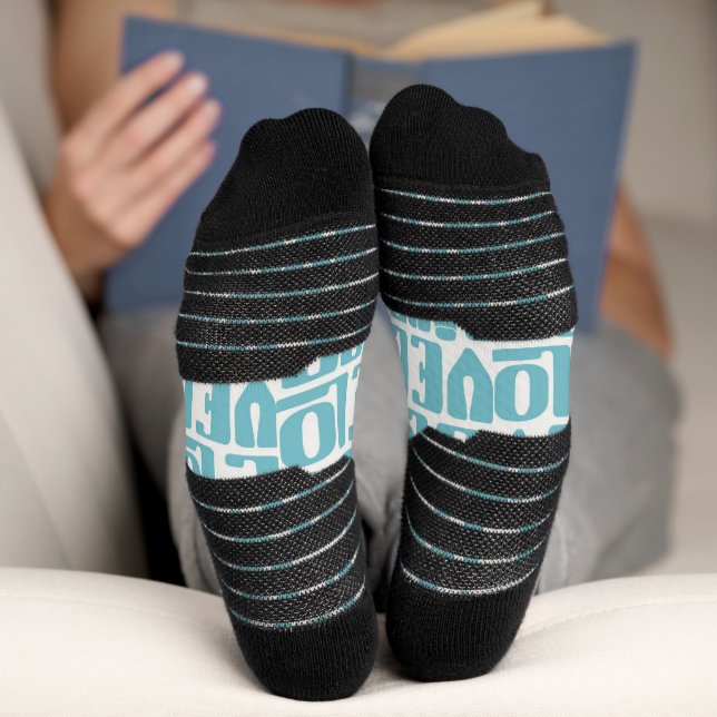 Vrolijke blauwe sokken 'LiveLoveLife' Socken (Unterseite)