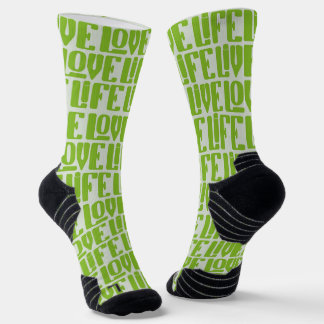 Vrolijke groene sokken met 'Live Love Life' Socken