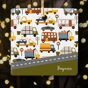 Vroom! Autoverkehr Muster Boy Weihnachten Keramikornament