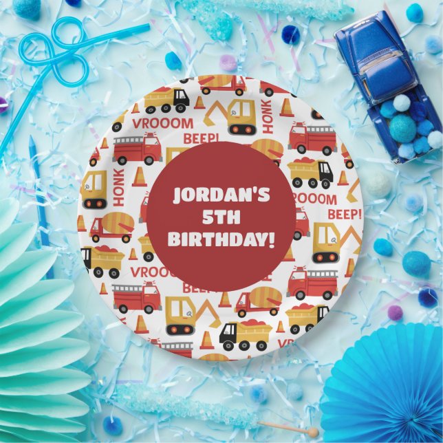 Vroom Honk Beep! Lastkraftwagen Pappteller (Party)