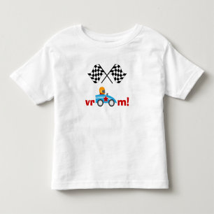 Vroom scherzt Rennen-Auto und checkered Flaggen T Kleinkind T-shirt