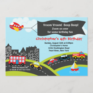 Vroom Signalton-Auto-Geburtstags-Party Einladung
