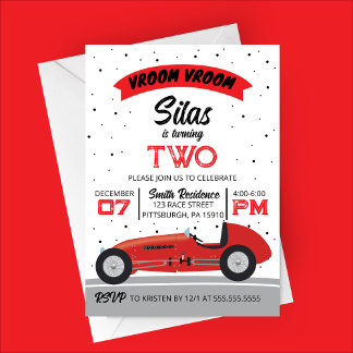 Vroom Vroom Antique Race Auto Geburtstagsparty Einladung