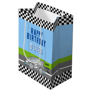 Vroom Vroom Racing Auto Road Name Happy Birthday Mittlere Geschenktüte