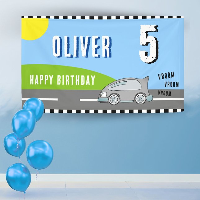 Vroom Vroom Racing Car Road Boy Birthday Party Banner (Von Creator hochgeladen)