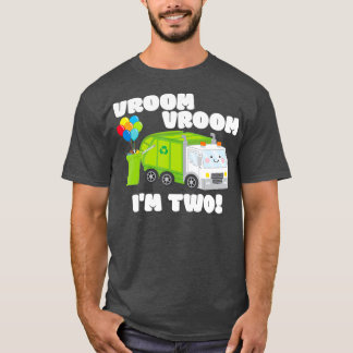 Vroom Vroom Zwei 2 Jahre alt Geburtstag Junge Müll T-Shirt