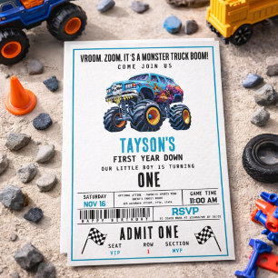 Vroom Zoom Monster Truck Boom   1. Geburtstagsfeie Einladung