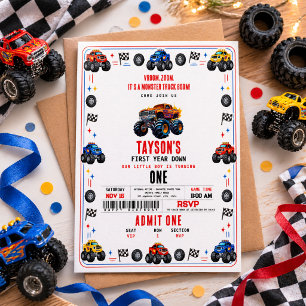 Vroom Zoom Monster Truck Boom   1. Geburtstagsfeie Einladung