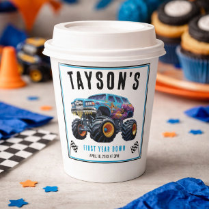 Vroom Zoom Monster Truck Boom 1. Geburtstagsfeie Pappbecher