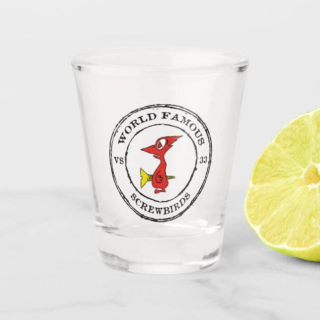 VS-33 SCREWBIRDS SEIT 1960 SCHNAPSGLAS (Vorderseite)