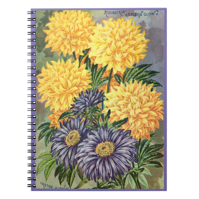 VTG Botanical Asters & Coneflowers SpiralNotebook Notizblock (Vorderseite)