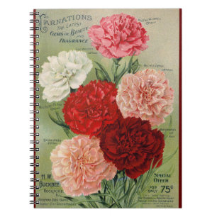 VTG Botanical Carnation Spiral Notebook Notizblock