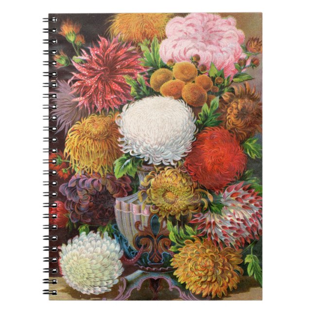 VTG Botanical Chrysanthemums-Notebook Notizblock (Vorderseite)