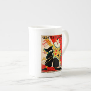 Vtg italienische Clown-Plakat-Kaffee-Tasse "Lon Prozellantasse