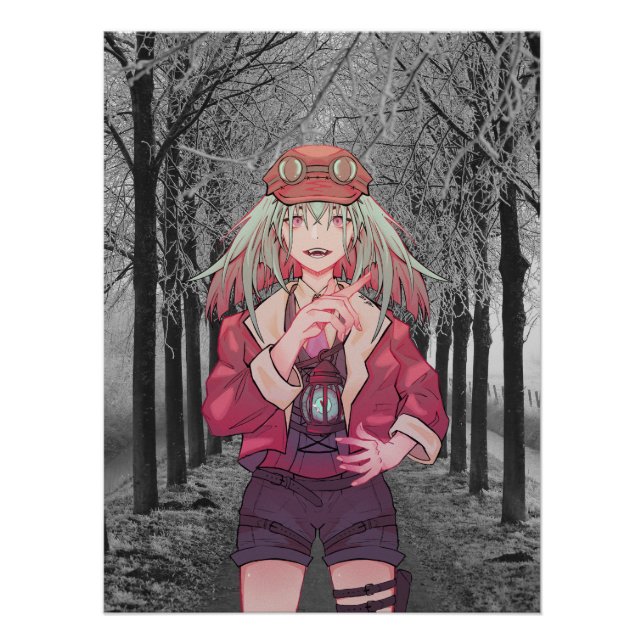 VTuber, anime winter Forrest, bos Poster (Vorderseite)