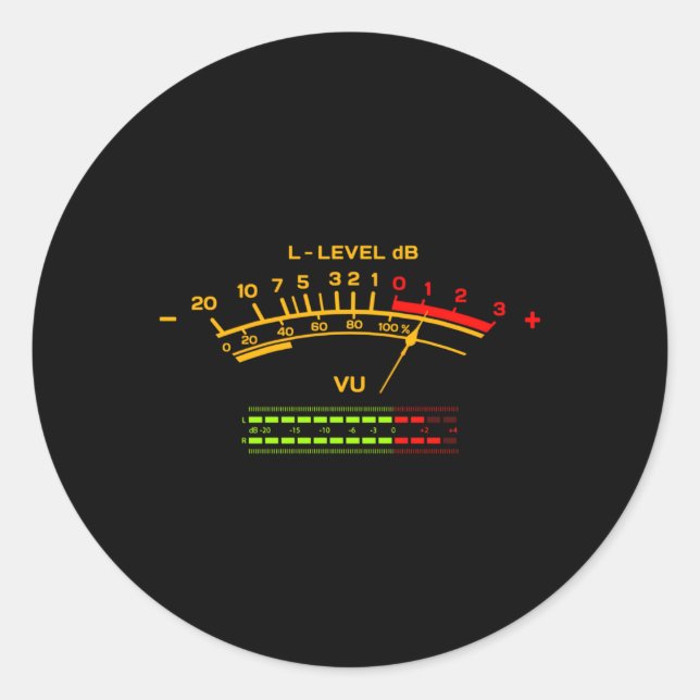 Vu Meter Hi-Fi Audio Stereo Music Sound Runder Aufkleber (Vorderseite)