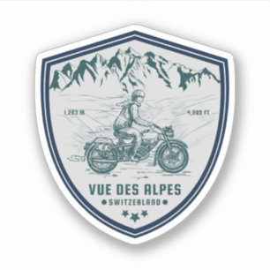 Vue des Alpes Schweizer Alpen Motorradtour Aufkleber