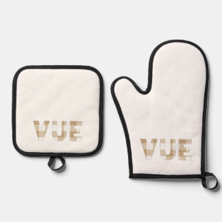 Vue Hmong Nachname Beige Kariert Ofenhandschuh & Topflappen-Set