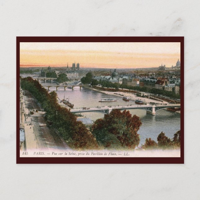 Vue sur la Seine, Paris, Frankreich Vintag Postkarte (Vorderseite)