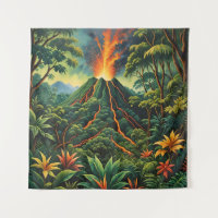 Vulkan Acrylic auf der baumbewachsenen Insel