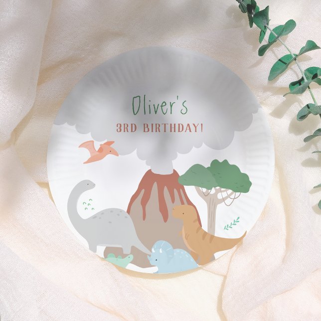 Vulkan-Dinosaur-Junge-Geburtstag Pappteller (Von Creator hochgeladen)