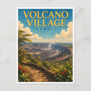 Vulkan-Dorf Hawaii Kilauea-Caldera GeoSaga Postkarte