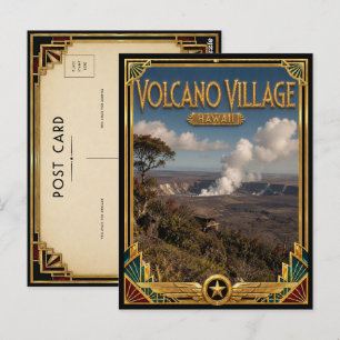 Vulkan-Dorf Hawaii Vintage Art Deco Golden Age Postkarte