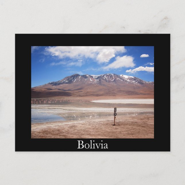 Vulkan in einer Altiplano Landschaft schwarze Post Postkarte (Vorderseite)
