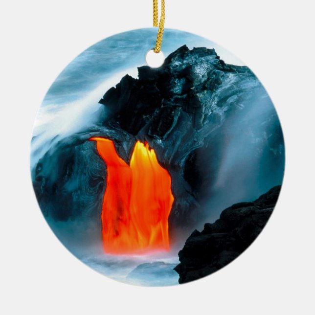 Vulkan-Lavafluss von Kilauea Hawaii Keramik Ornament (Vorne)