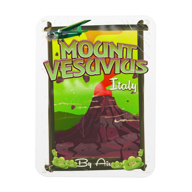 Vulkan Monte Vesuvius Italienischer Cartoon Magnet (Vertikal)